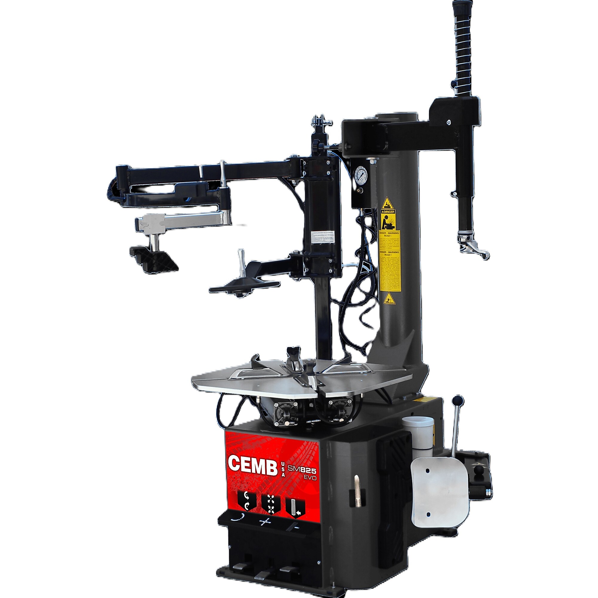 CEMB, Professional Swing-Arm Tire Changer w/Helper Arm, Power Type Electric, Control Type Foot Pump, Volts 110 Model# SM825EVOPA